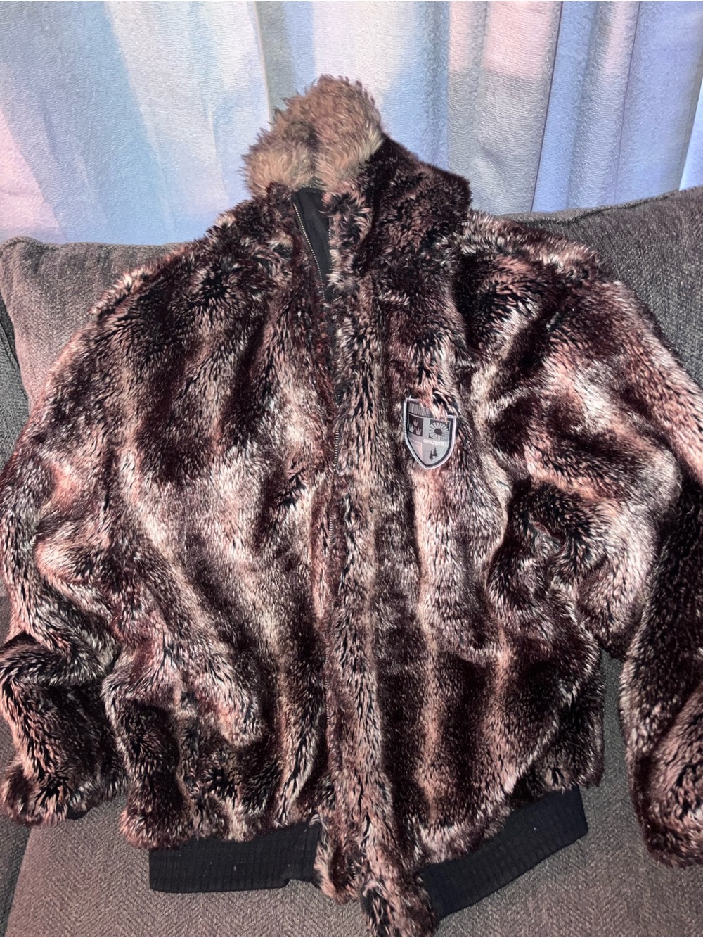 Akademiks Brown Faux Fur Bomber Jacket